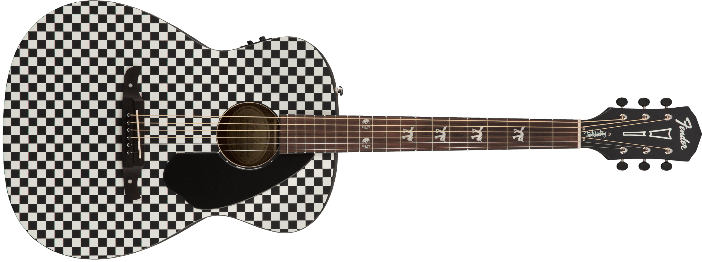 Foto 2 pulgar | Fender Guitarra Electroacustica  Tim Armstrong Hellcat, Checkerboard