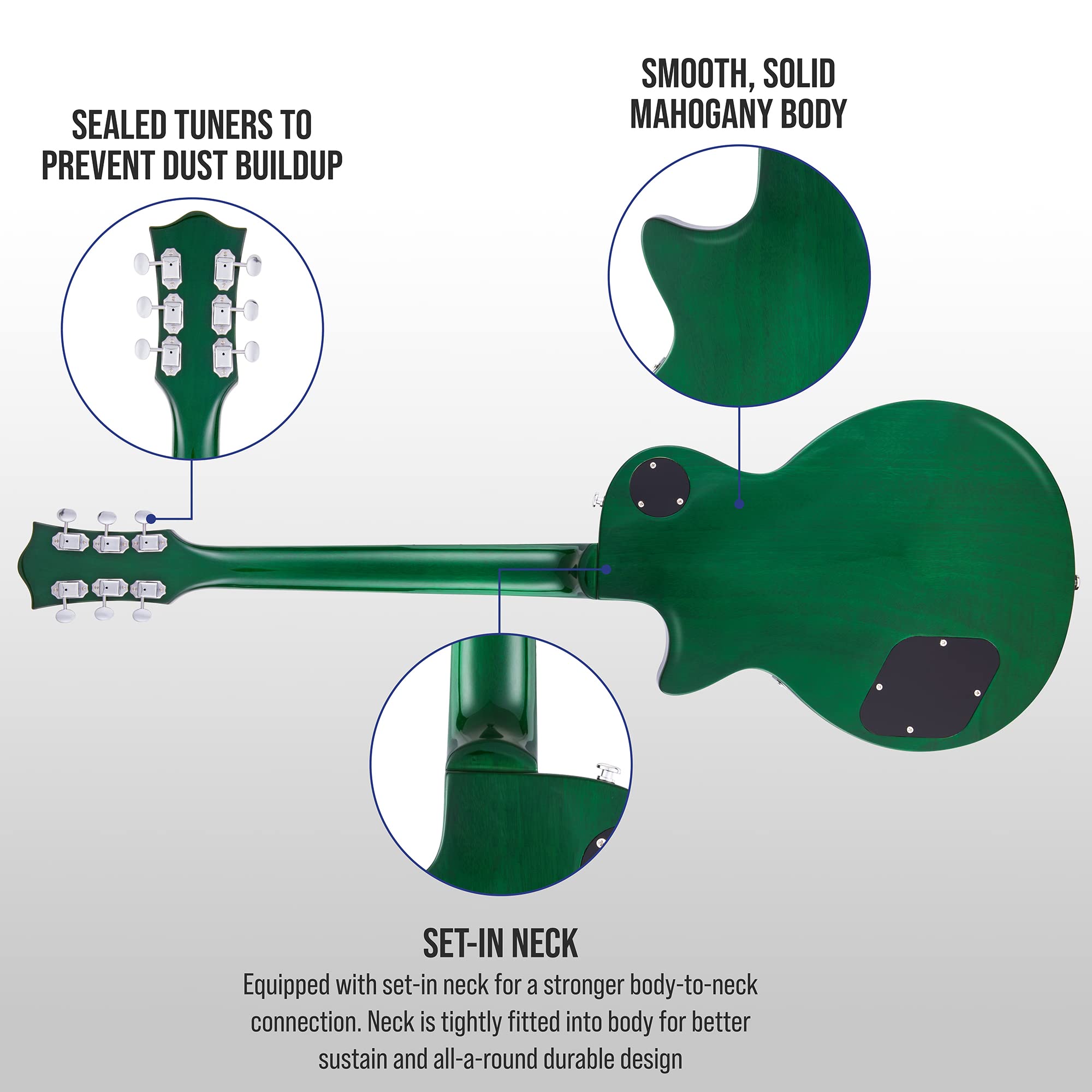 Foto 3 pulgar | Guitarra Eléctrica Lyxpro Sb Series Lp Style 39'' Verde - Venta Internacional.