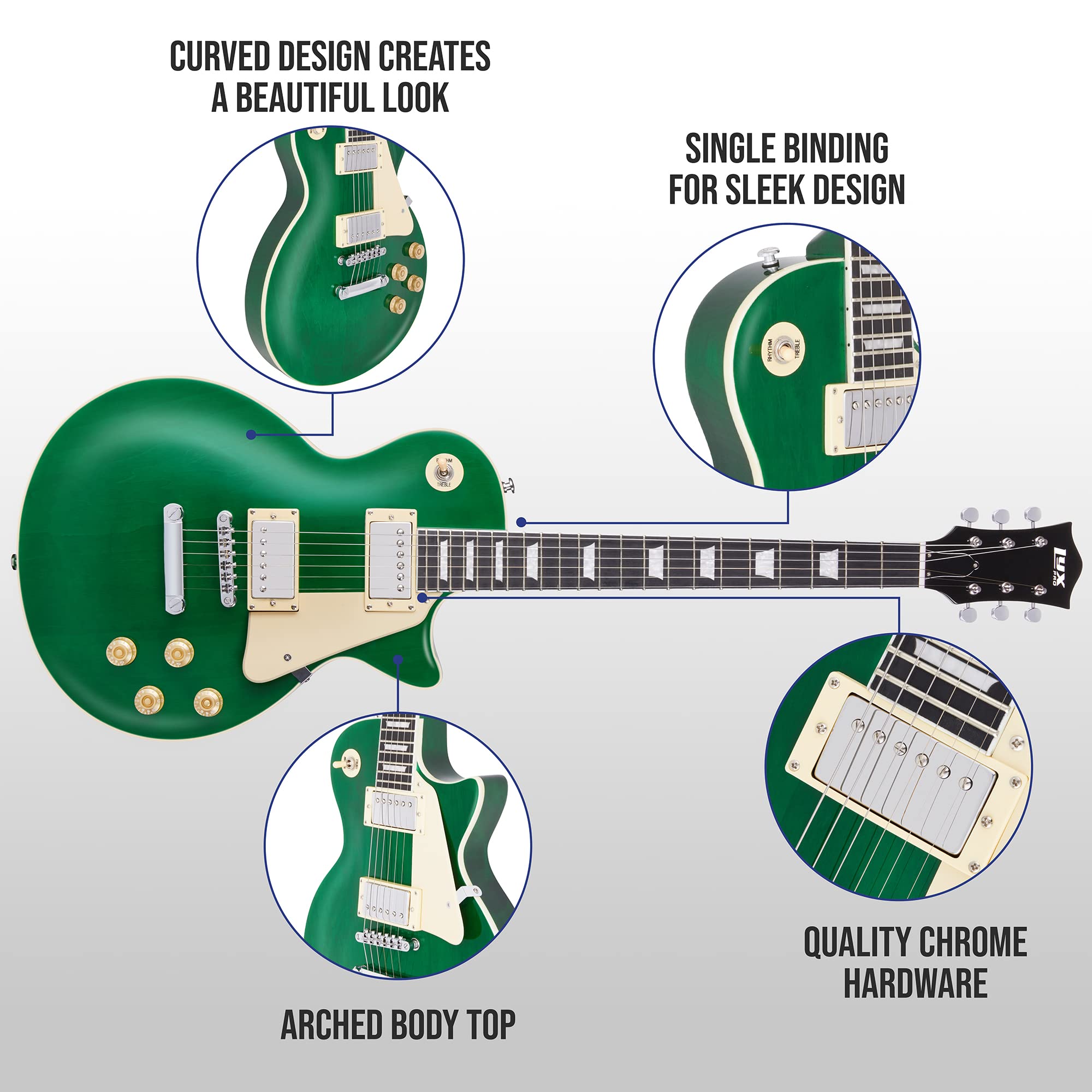 Foto 5 pulgar | Guitarra Eléctrica Lyxpro Sb Series Lp Style 39'' Verde - Venta Internacional.