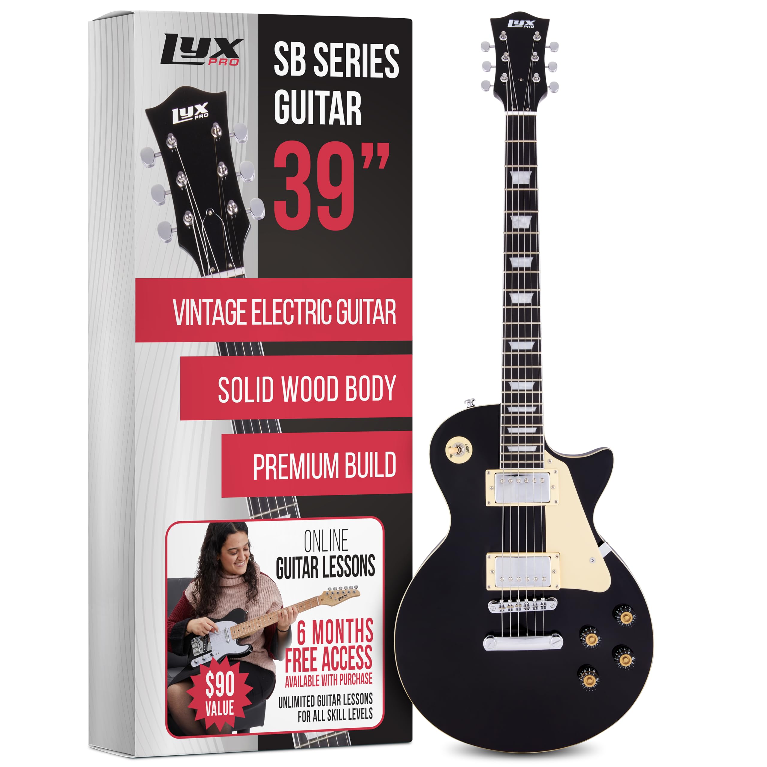 Foto 1 | Guitarra Eléctrica Lyxpro Sb Series Lp Style 39» Negra Con Púas - Venta Internacional.
