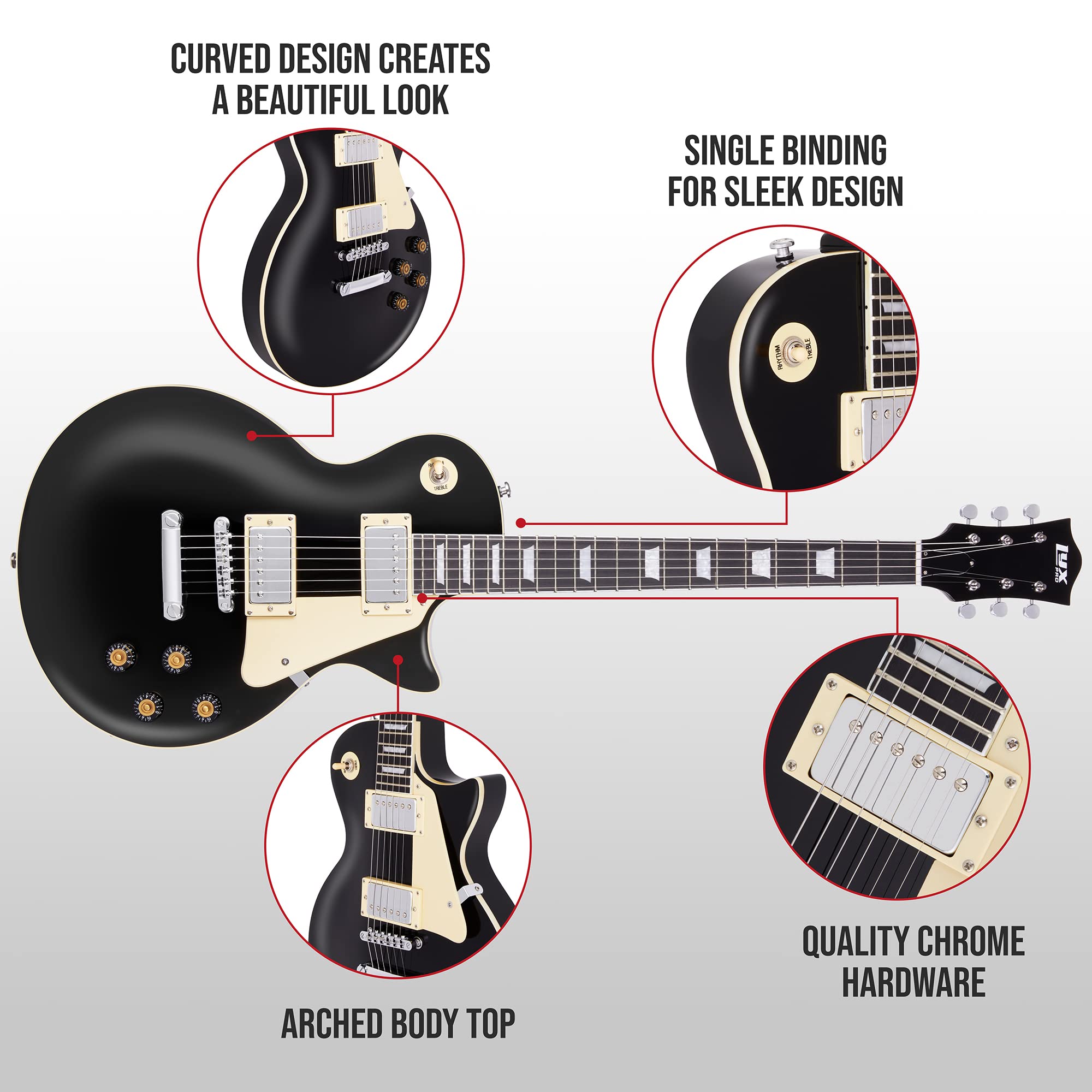Foto 4 | Guitarra Eléctrica Lyxpro Sb Series Lp Style 39» Negra Con Púas - Venta Internacional.