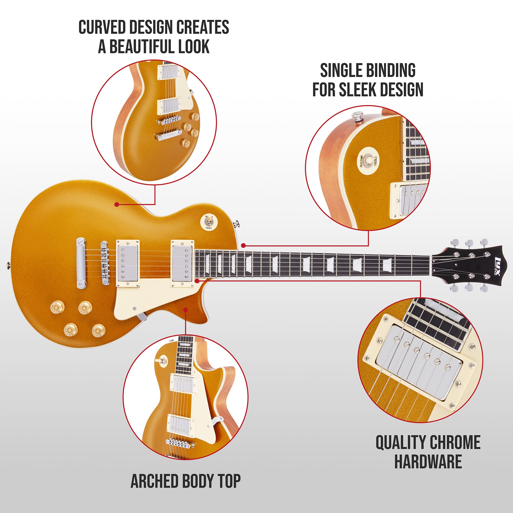 Foto 4 | Guitarra Eléctrica Lyxpro Sb Series 39'' Estilo Lp Caoba - Venta Internacional.