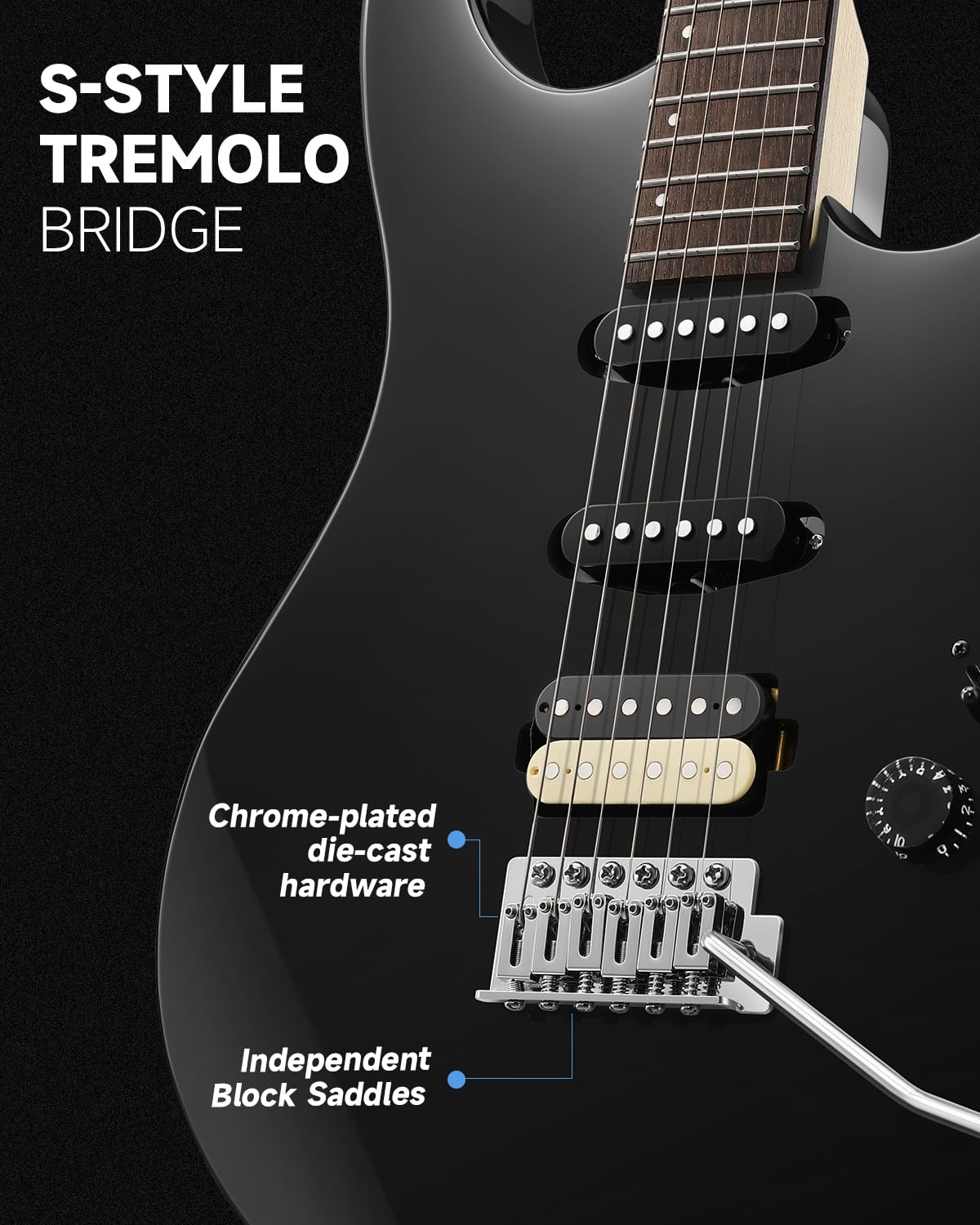 Foto 3 pulgar | Guitarra Eléctrica Donner Dmt-66 99 Cm Con Funda Para Principiantes, Color Negro - Venta Internacional.