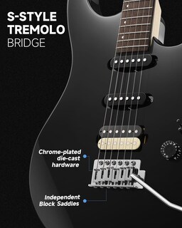 Foto 2 | Guitarra Eléctrica Donner Dmt-66 99 Cm Con Funda Para Principiantes, Color Negro - Venta Internacional.