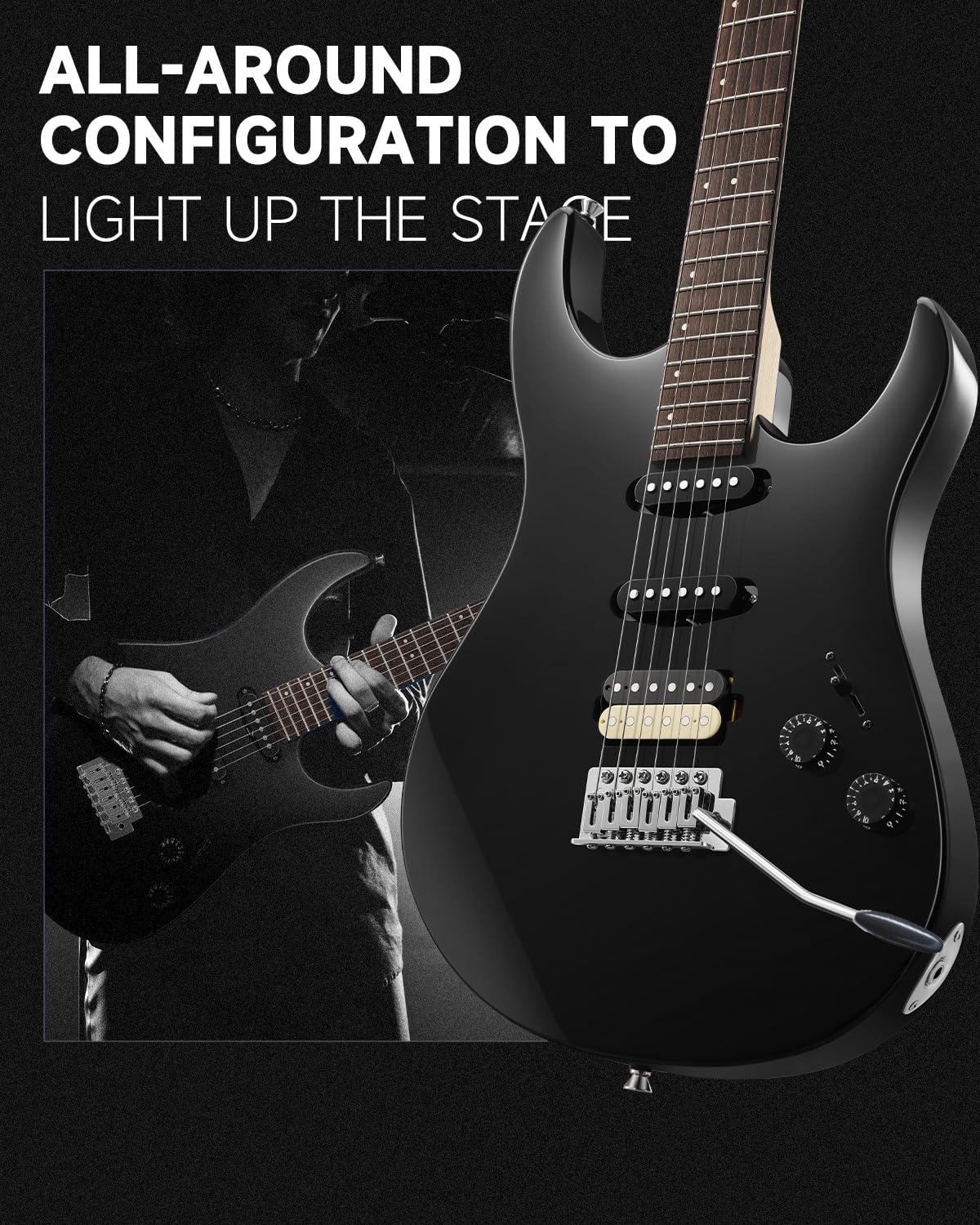 Foto 5 pulgar | Guitarra Eléctrica Donner Dmt-66 99 Cm Con Funda Para Principiantes, Color Negro - Venta Internacional.