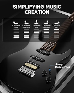 Foto 6 | Guitarra Eléctrica Donner Dmt-66 99 Cm Con Funda Para Principiantes, Color Negro - Venta Internacional.