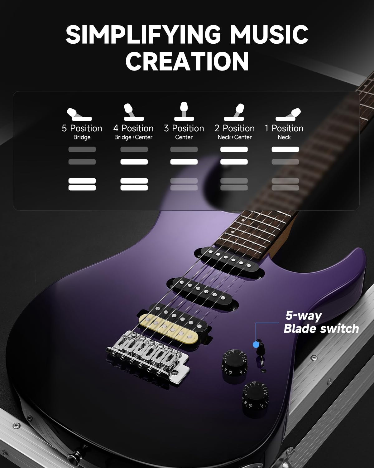 Foto 7 pulgar | Guitarra Eléctrica Donner Dmt-66 99 Cm Con Funda Para Principiantes - Venta Internacional.