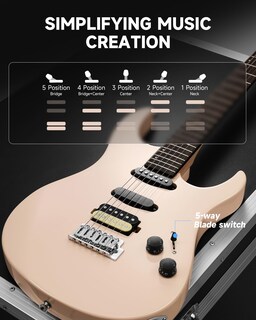 Foto 6 | Guitarra Eléctrica Donner Dmt-66 De Tamaño Completo De 39 Pulgadas Con Funda Rosa - Venta Internacional.