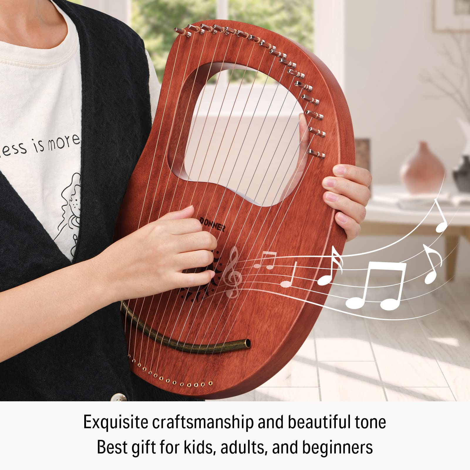 Foto 7 pulgar | Lyre Harp Donner Dlh-003, 16 Cuerdas De Metal, Cuerpo De Caoba - Venta Internacional.