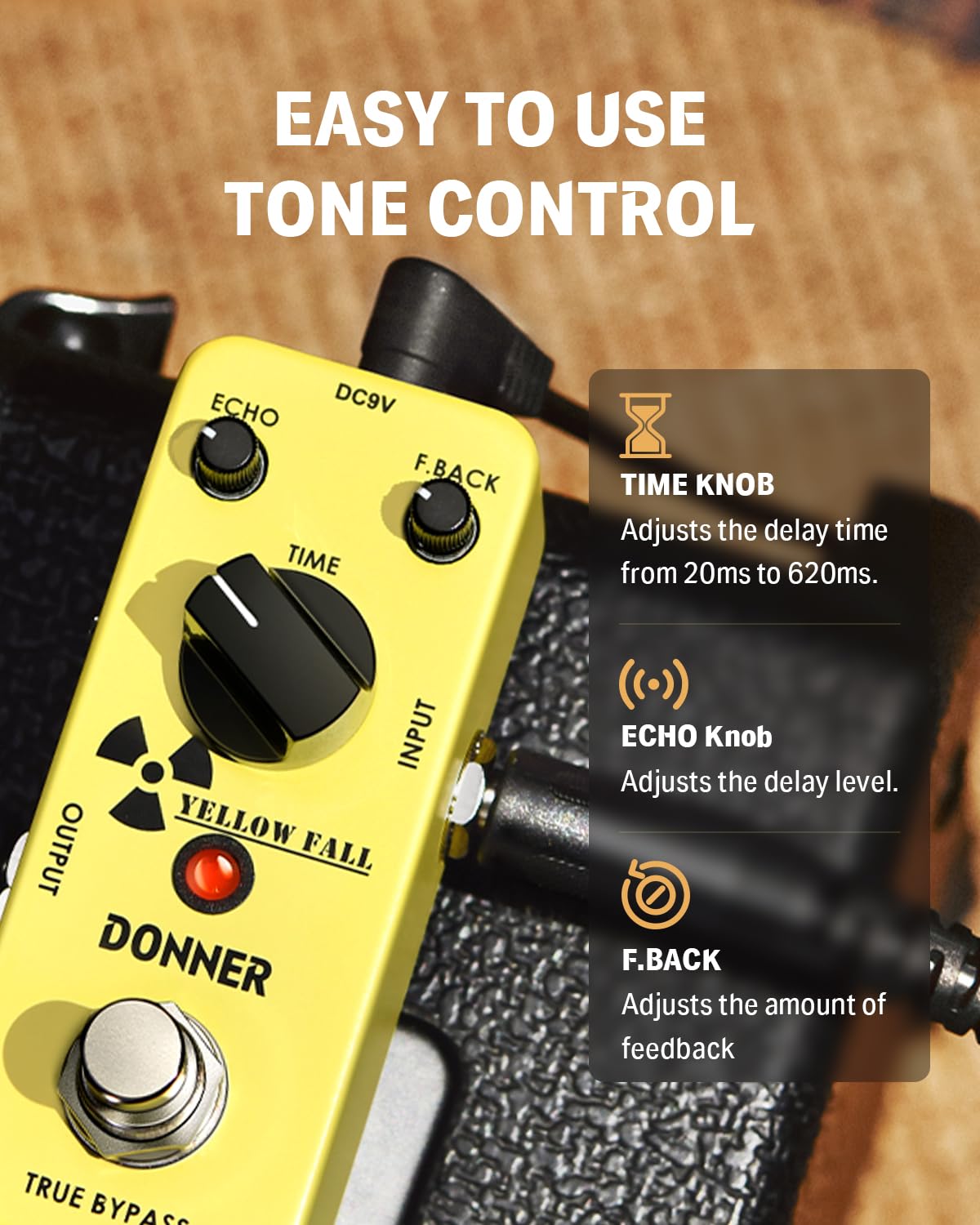 Foto 4 pulgar | Pedal Analógico De Retardo Donner Yellow Fall Para Guitarra Eléctrica - Venta Internacional.