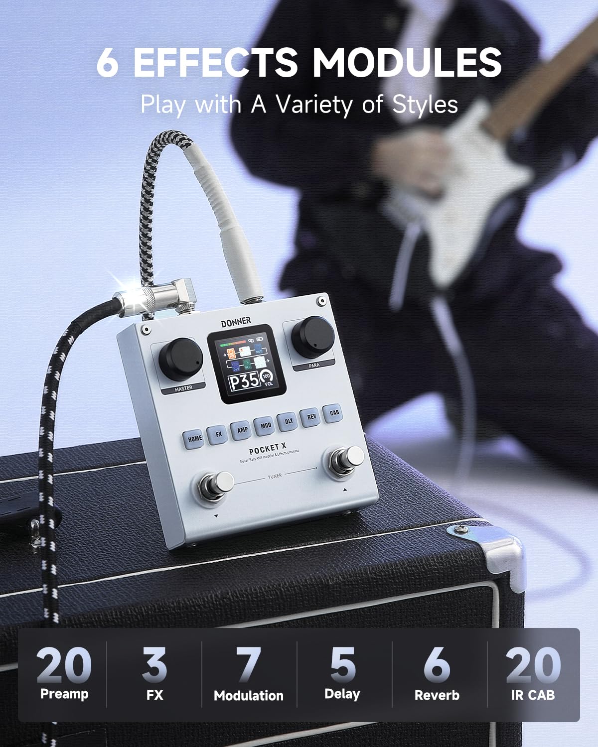 Foto 2 | Pedal De Guitarra Multiefectos Donner Pocket-x Con 6 Efectos - Venta Internacional.