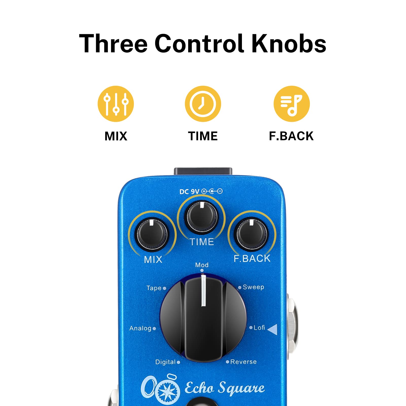 Foto 4 pulgar | Guitarra Eléctrica Digital Delay Pedal Donner Echo Square De 7 Modos - Venta Internacional.