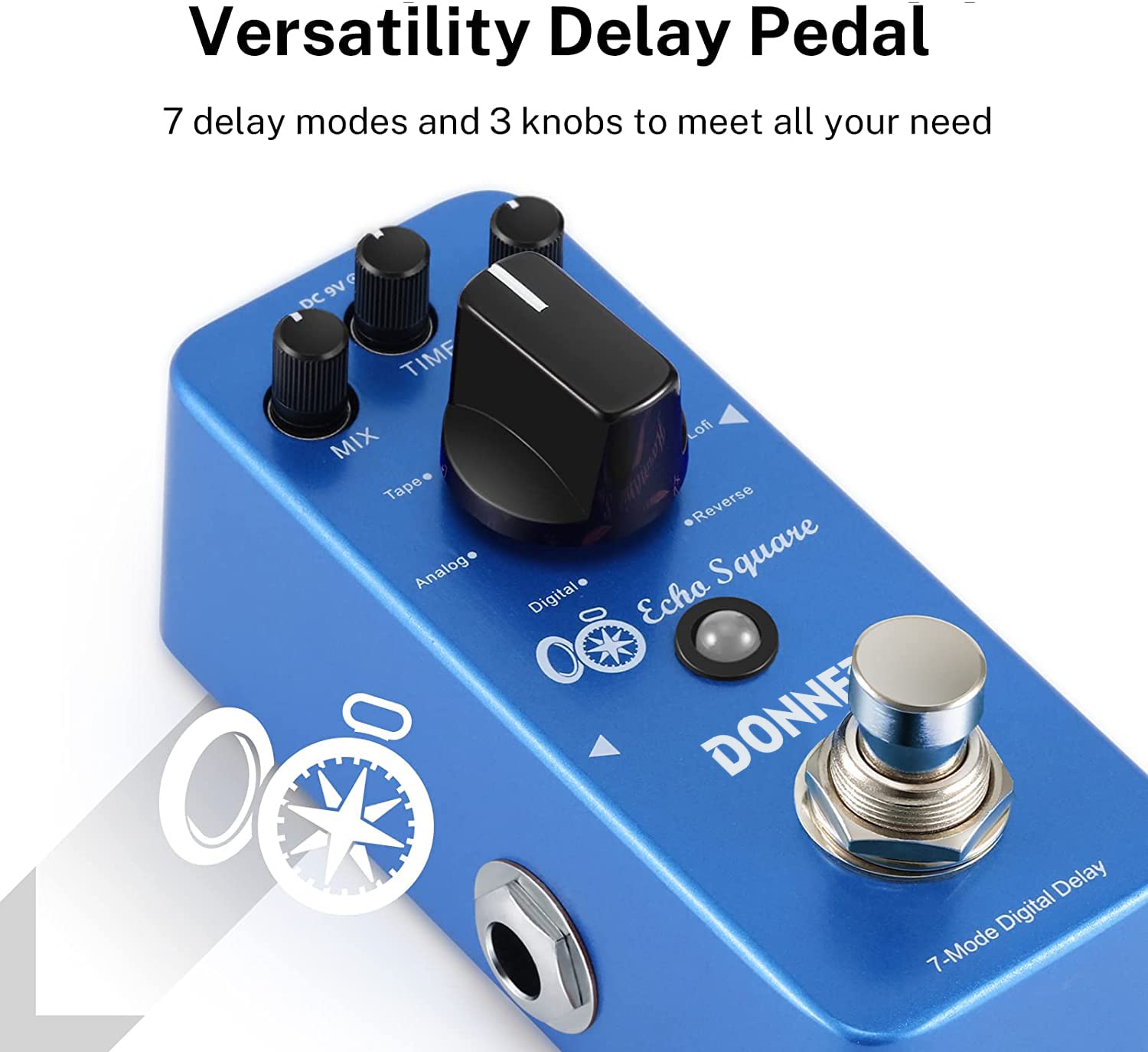 Foto 6 pulgar | Guitarra Eléctrica Digital Delay Pedal Donner Echo Square De 7 Modos - Venta Internacional.