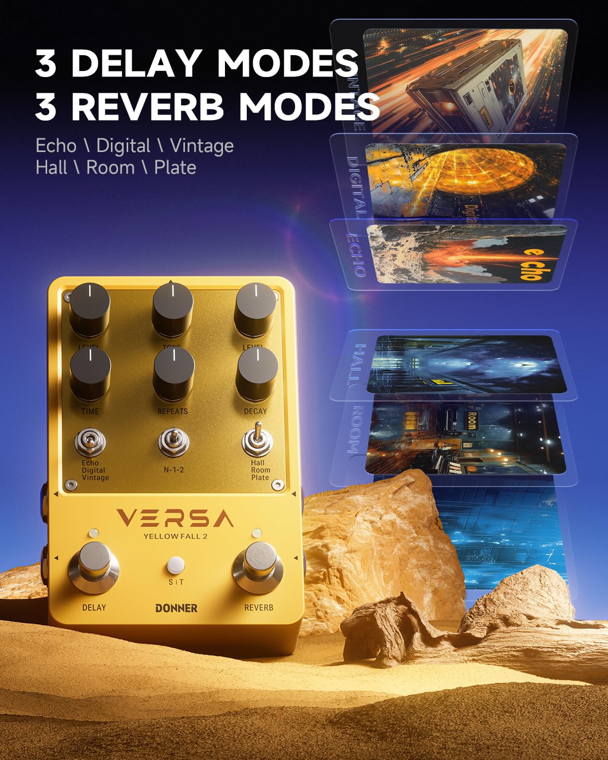 Foto 3 pulgar | Pedal De Efectos Donner Delay & Reverb Versa Yellow Fall Ii - Venta Internacional.