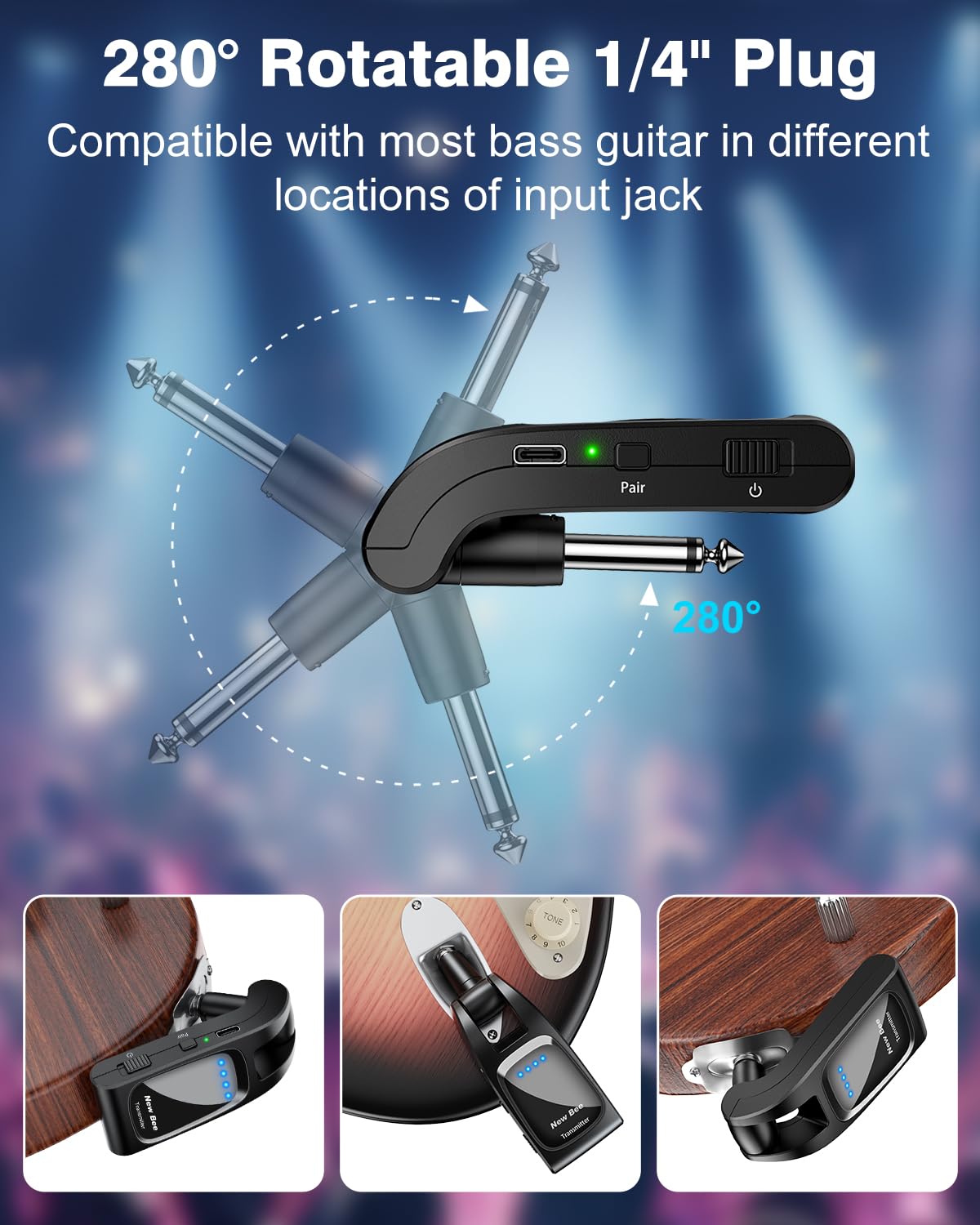 Foto 4 | Sistema De Guitarra Inalámbrico New Bee 2.4 Ghz, 6 Canales, Recargable - Venta Internacional.