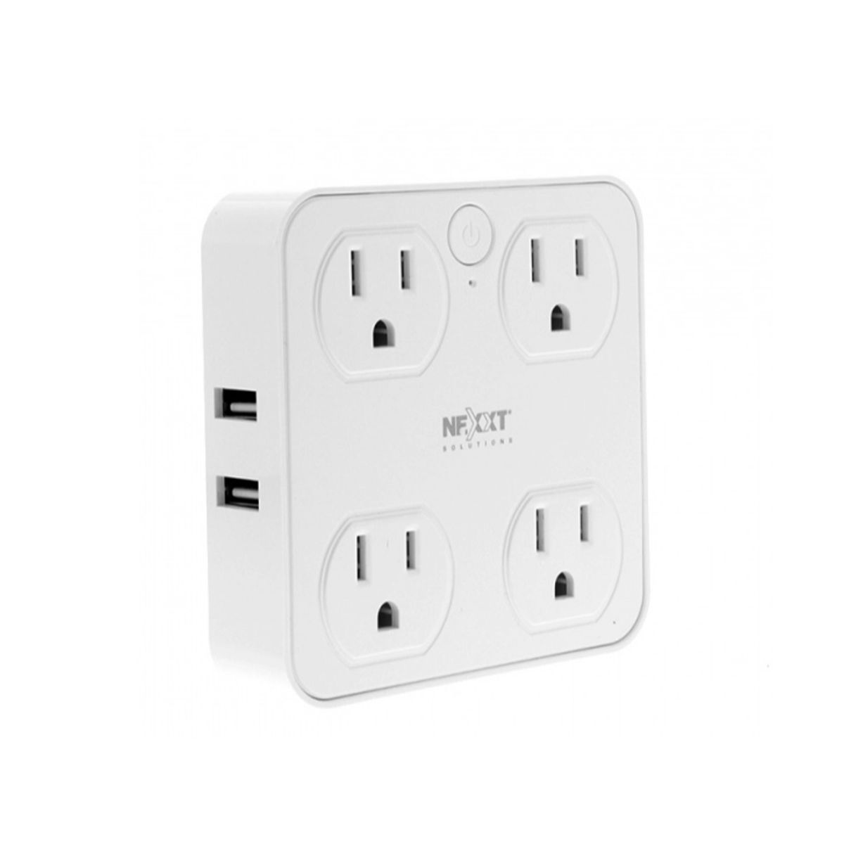 Multicontacto Inteligente Nexxt Nhp-t610 4 Enchufes 4 Puertos USB Alexa Google Blanco