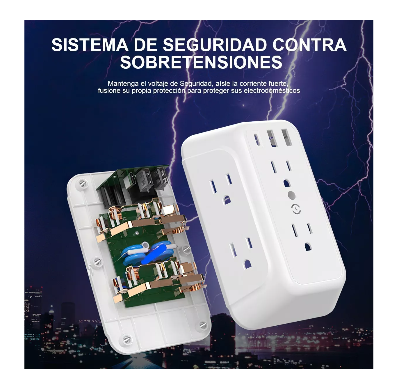 Foto 4 pulgar | Multicontacto de Pared BELUG color Blanco USB Multifunción con 6 Enchufes