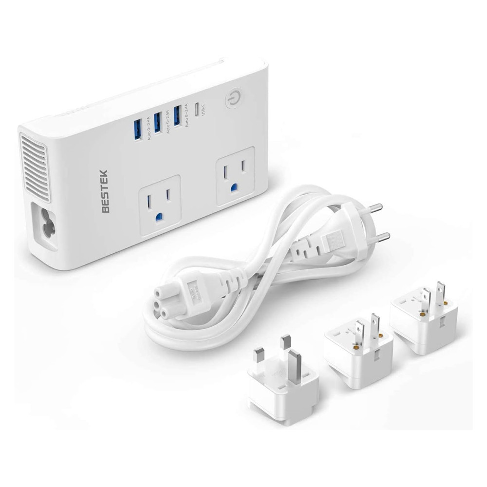 Multicontacto Bestek MRJ201KU color Blanco Convertidor de Voltaje