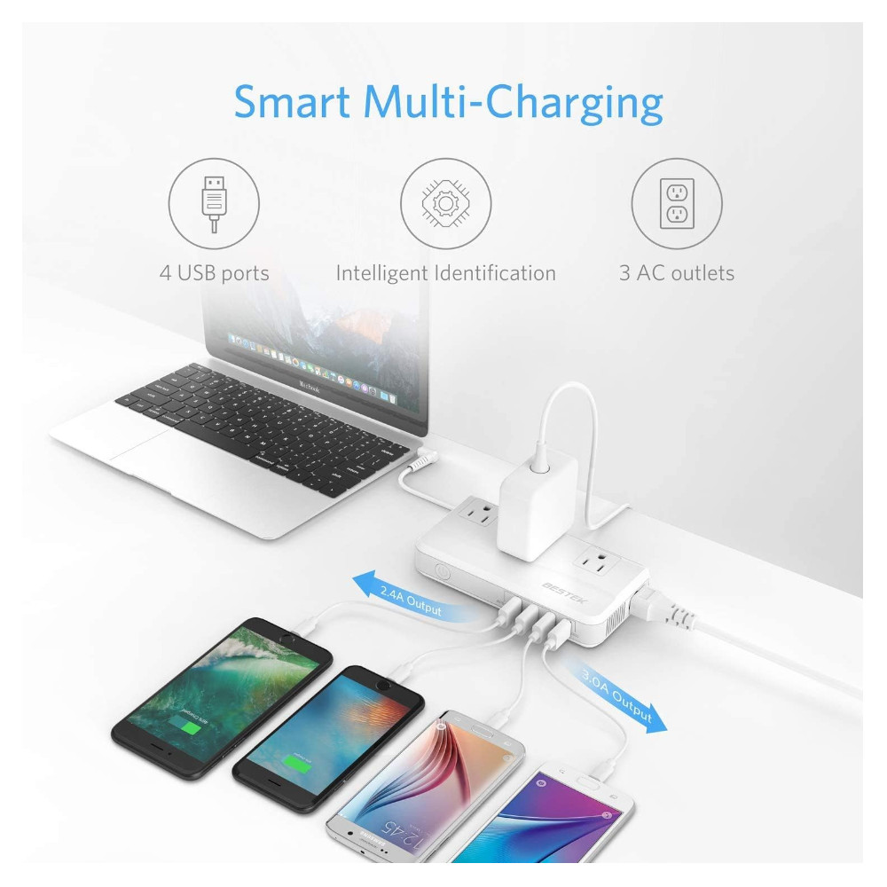 Foto 5 pulgar | Multicontacto Bestek MRJ201KU color Blanco Convertidor de Voltaje