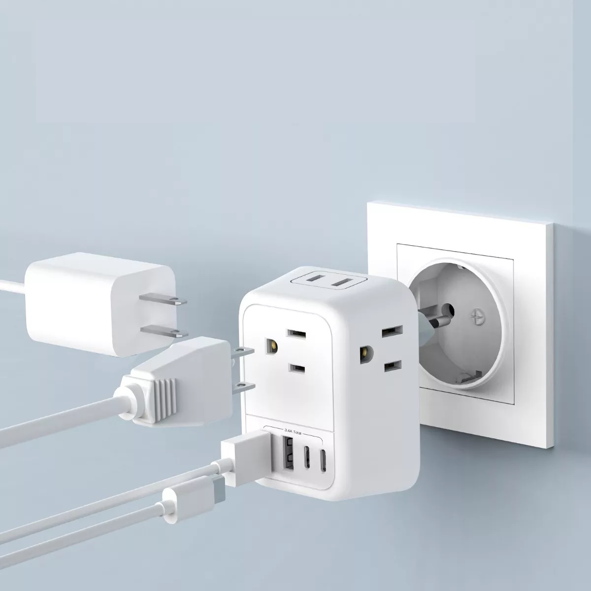 Foto 3 | Adaptador Europeo Eo Safe Imports EO-76244 color Blanco