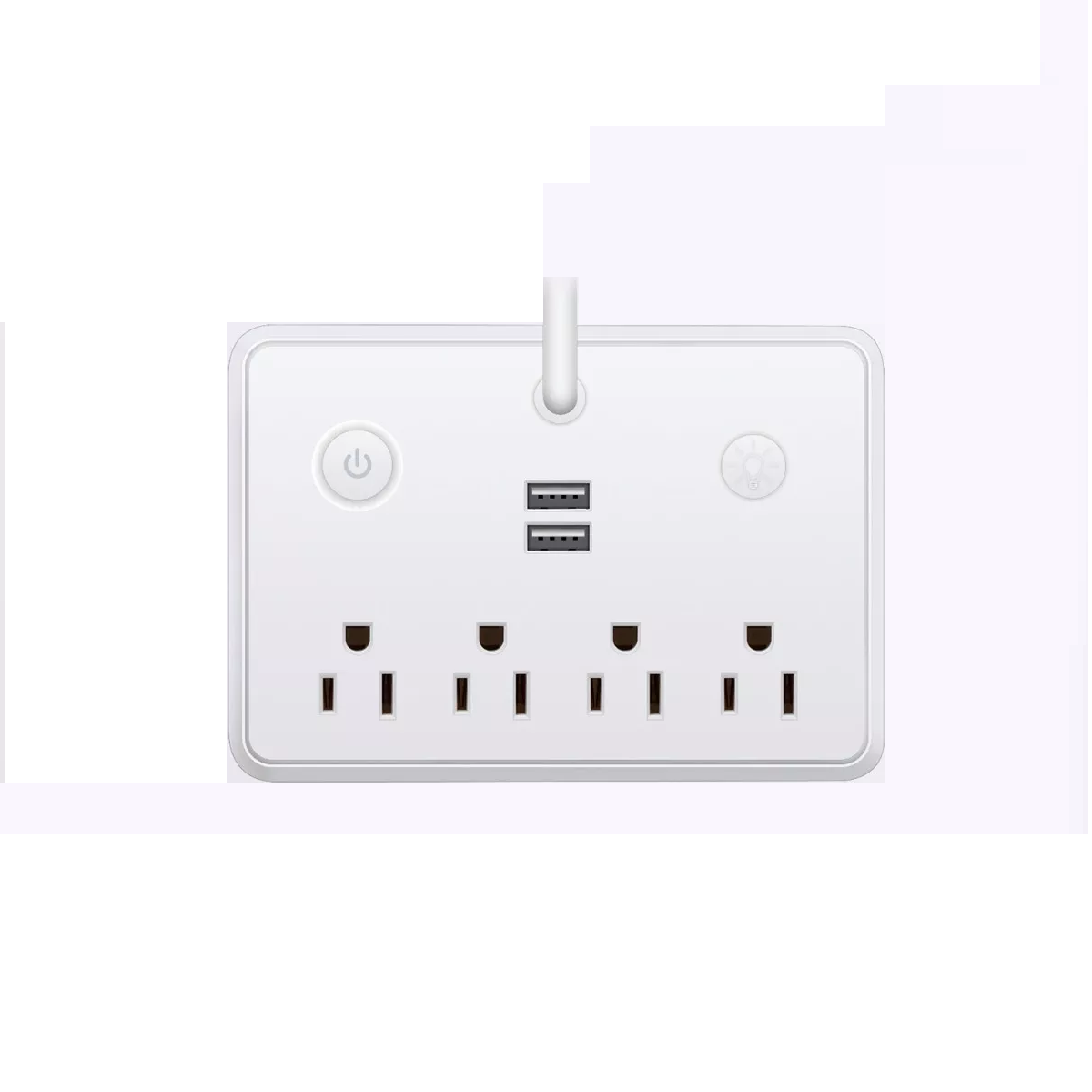 Regleta Multicontacto Usb Con Lámpara De Mesa,extension Usb, Eo Safe Imports Esi-8277 Blanco