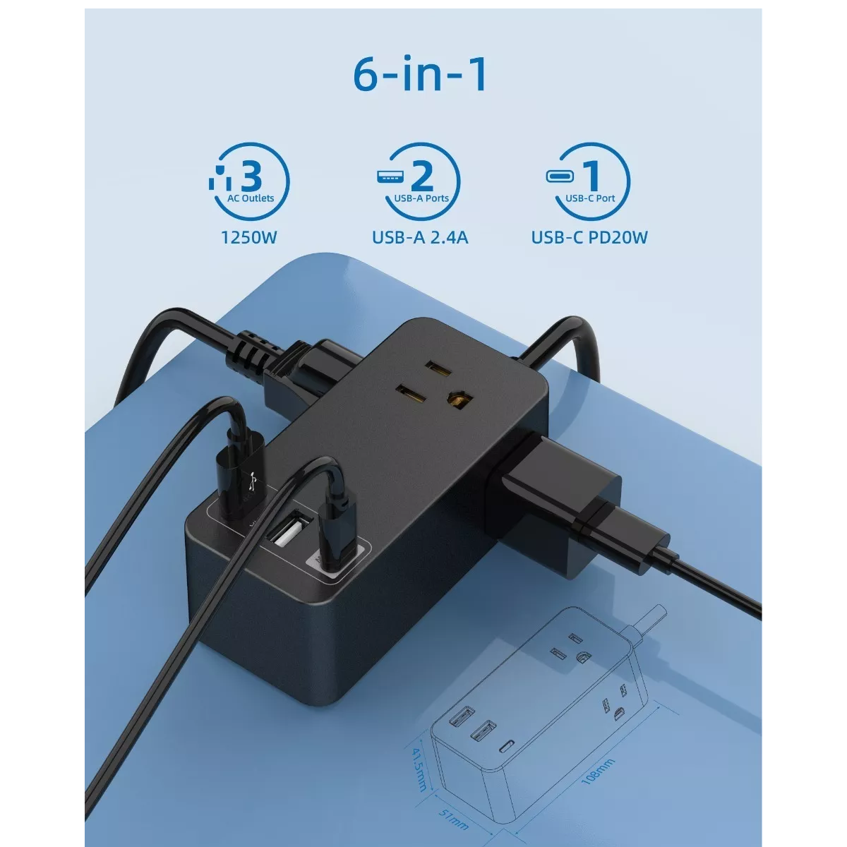 Foto 2 | Multicontacto USB Eo Safe Imports ESI-8557 color Negro