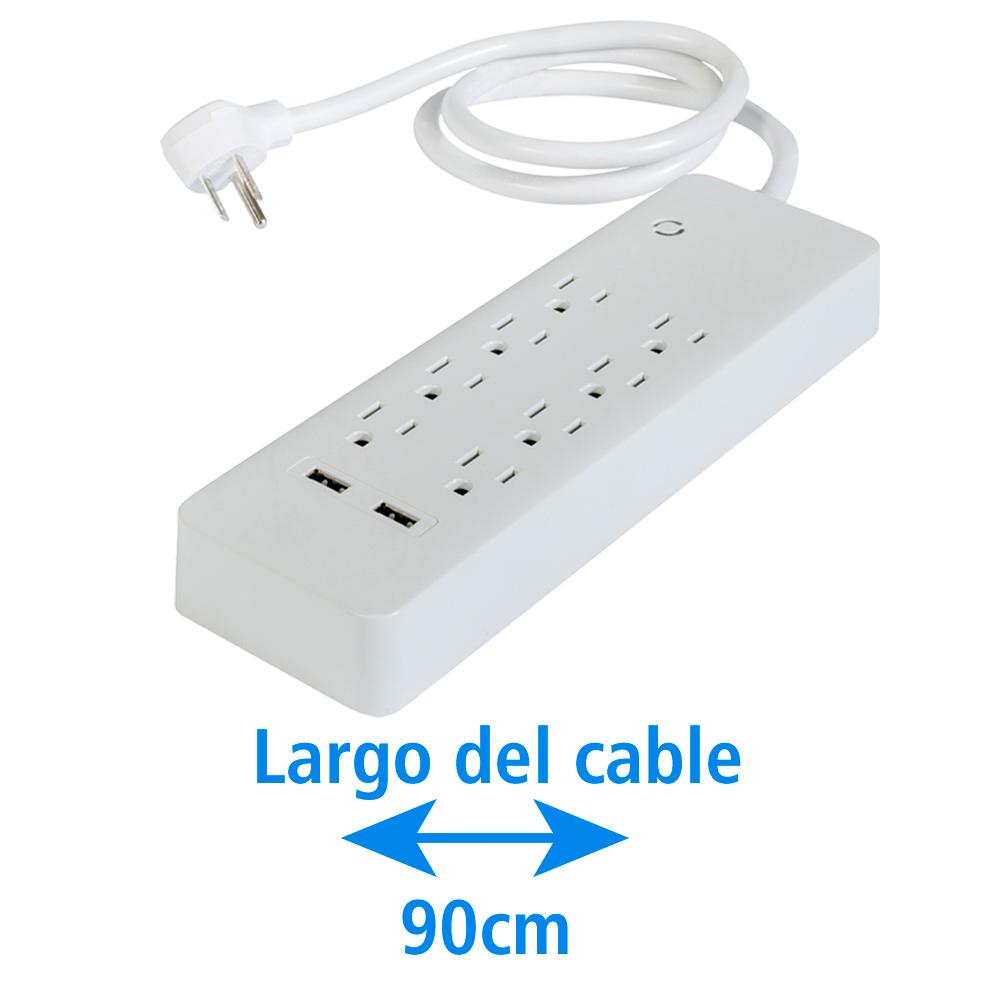 Foto 4 | Multicontacto IUSA 620020 Blanco 8 Entradas con Supresor de Picos y 2 USB