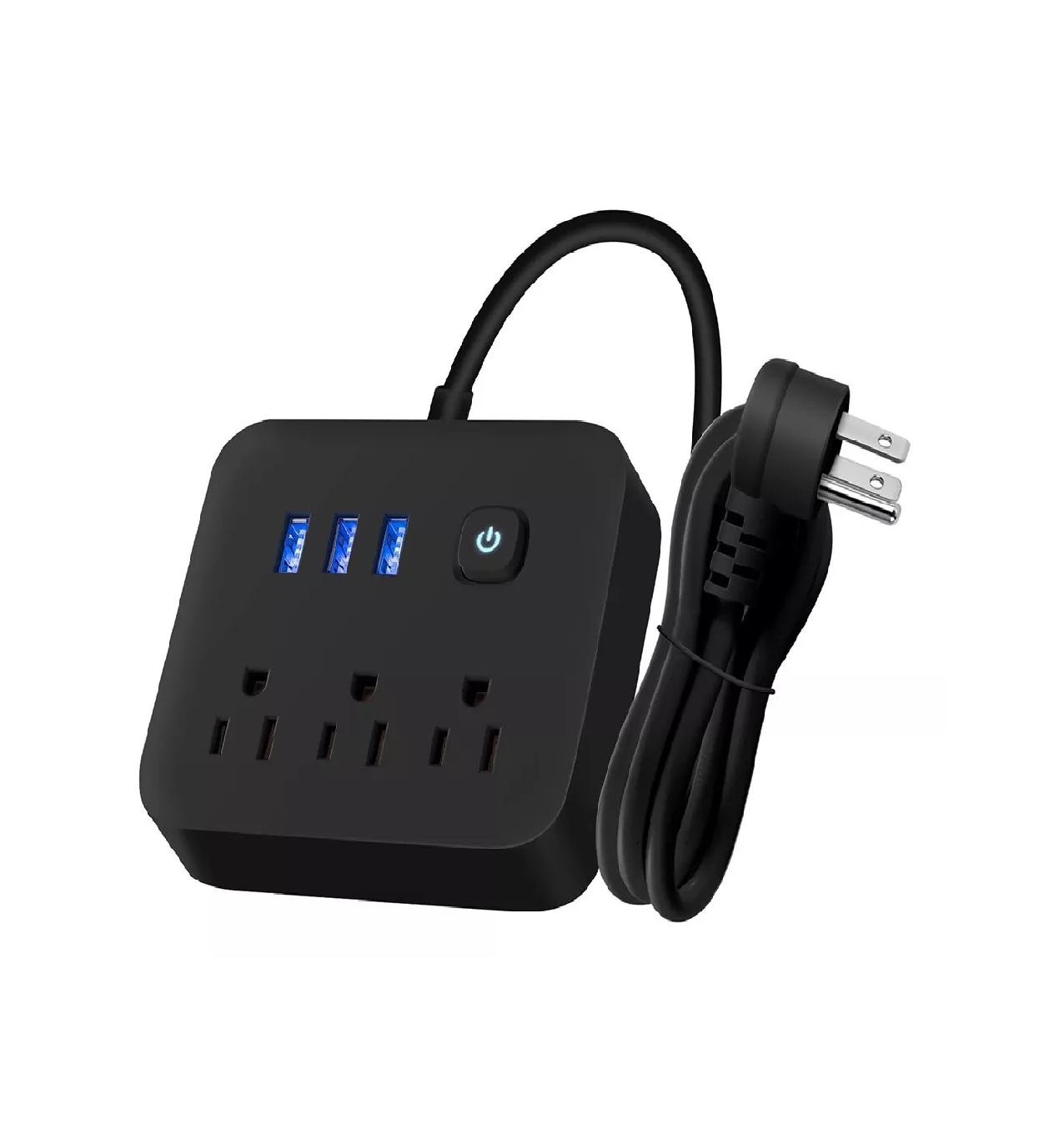 Regleta de Alimentación Multicontactos BELUG con 8 Salidas 3 Usb Negro