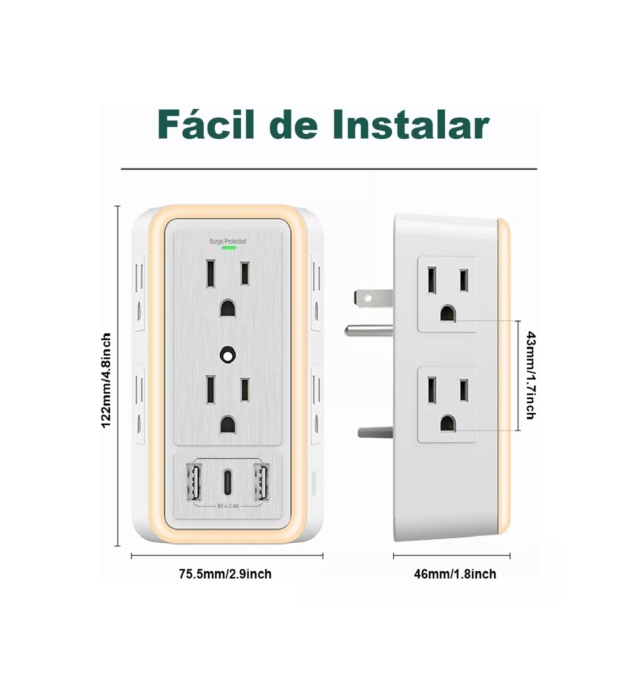 Foto 3 pulgar | Multicontactos Surge Protected con 6 Enchufes