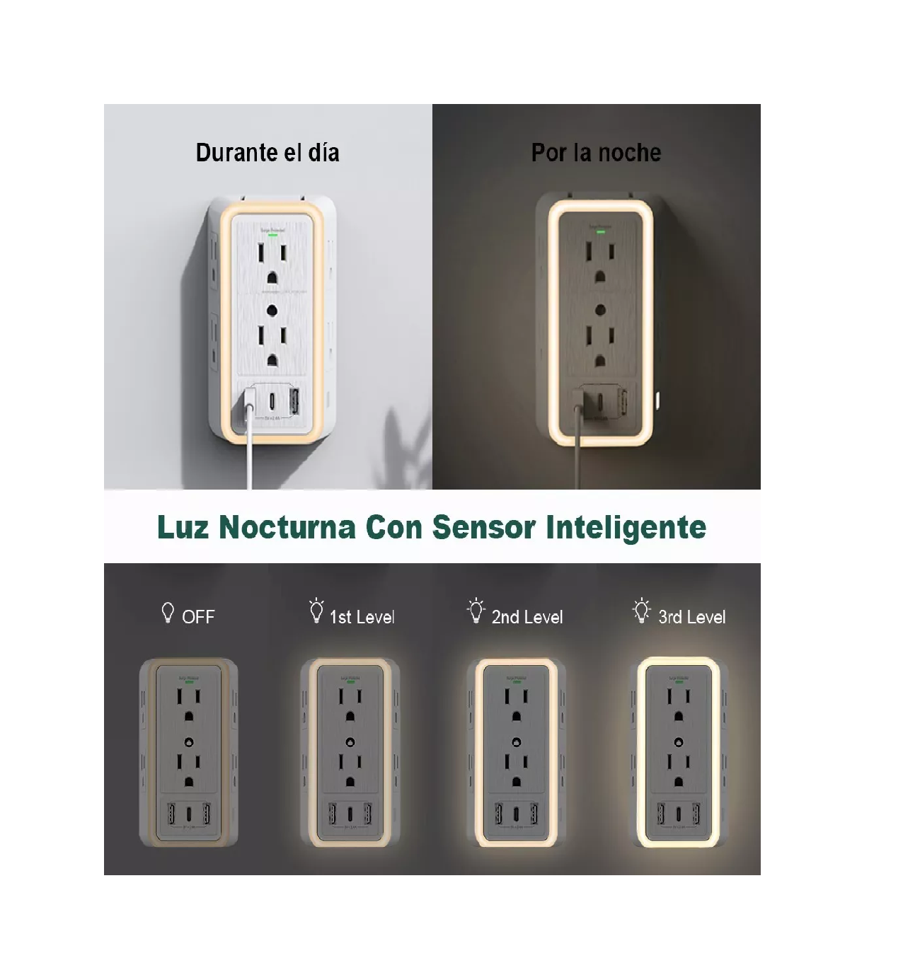 Foto 3 | Multicontactos Surge Protected con 6 Enchufes