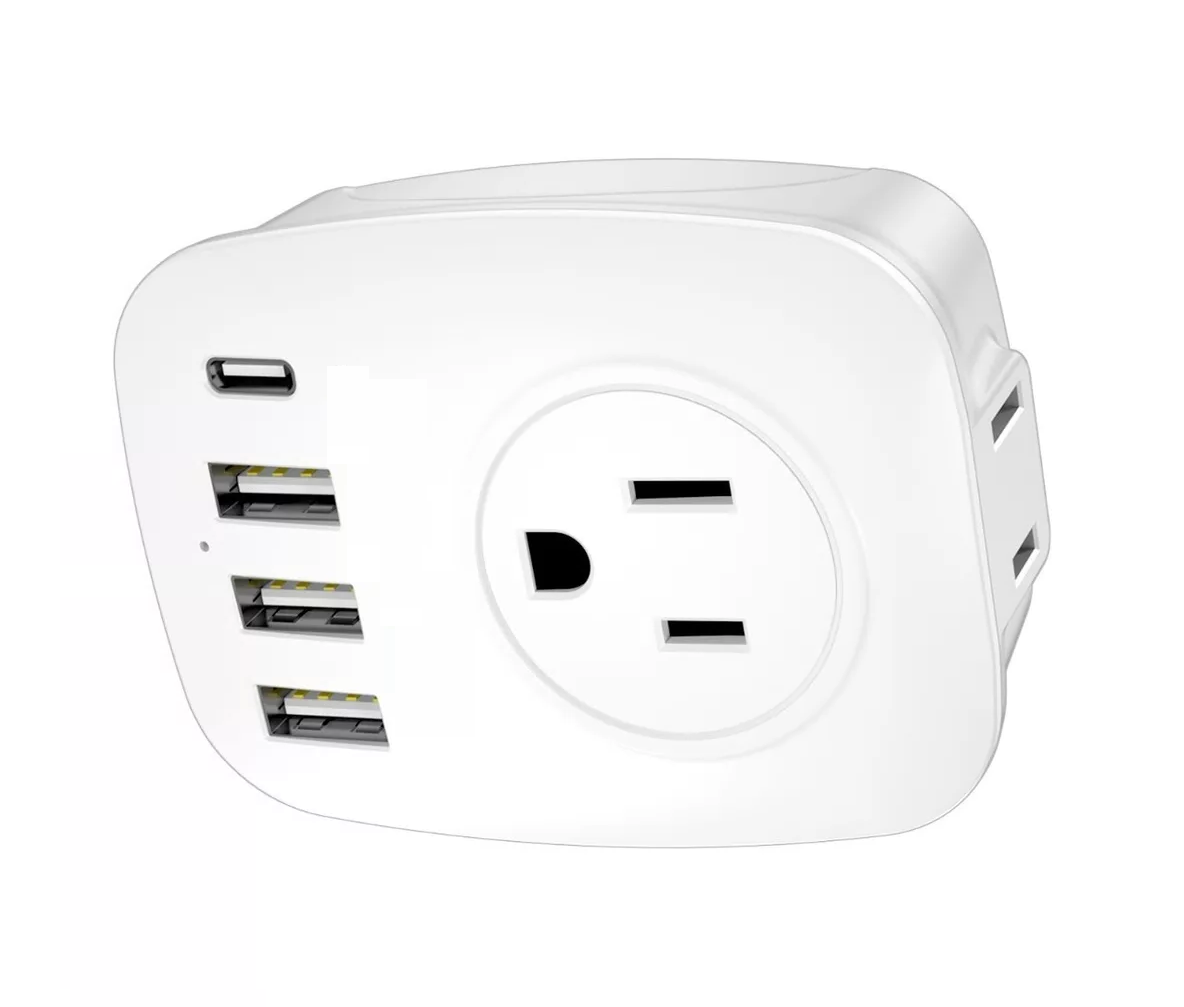 Foto 3 | Adaptador Doble Ee.uu/usa A Enchufe Europeo Eu 3 Usb + Usb C Blanco