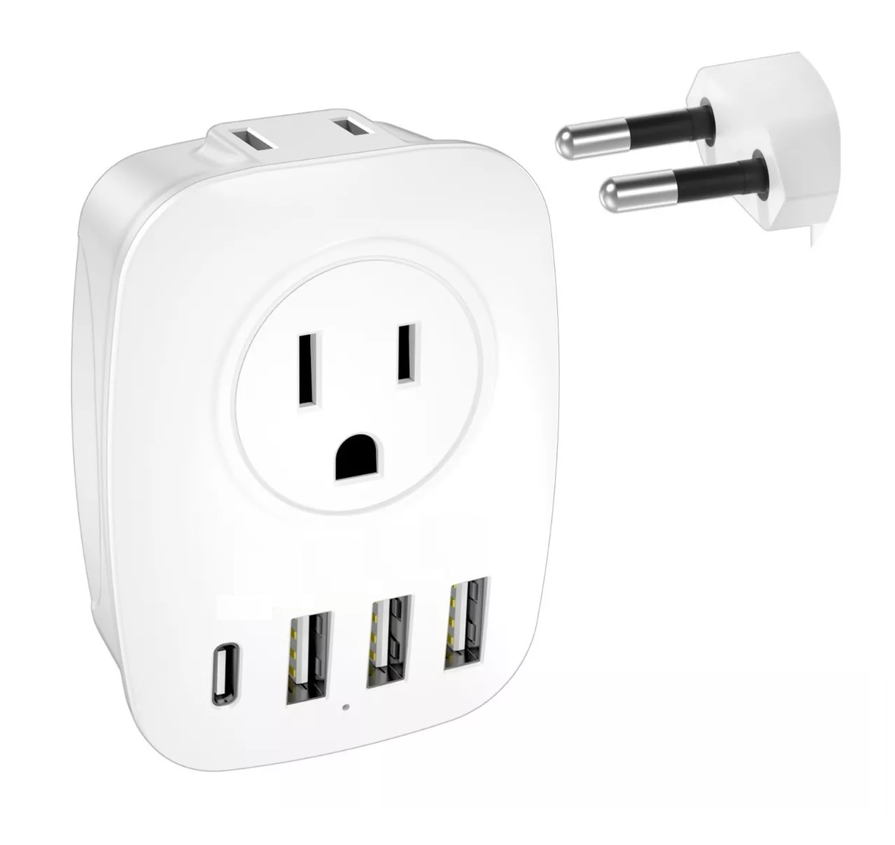 Foto 5 | Adaptador Doble Ee.uu/usa A Enchufe Europeo Eu 3 Usb + Usb C Blanco