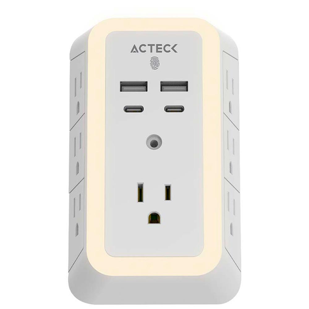 Foto 2 pulgar | Multicontacto Acteck Energon Lumina 7 Conectores + 2 Usb + Usb-C Blanco