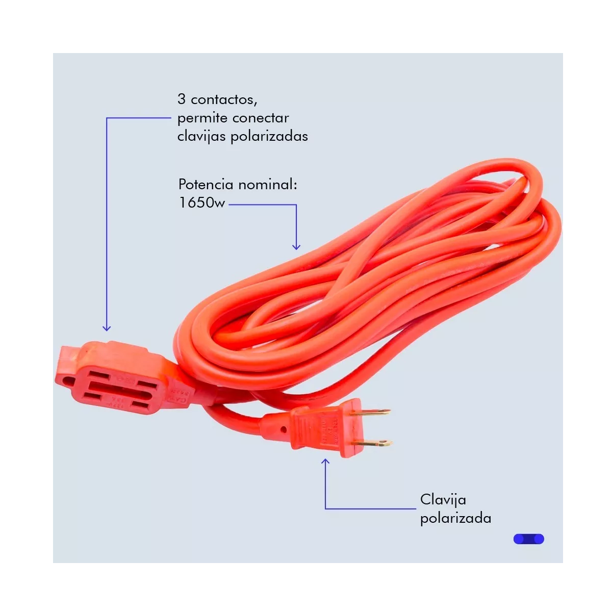 Foto 3 pulgar | Extensión Eléctrica Uso Rudo Multicontacto 20 Metros Eo Safe Imports Esi-11015 Anaranjada