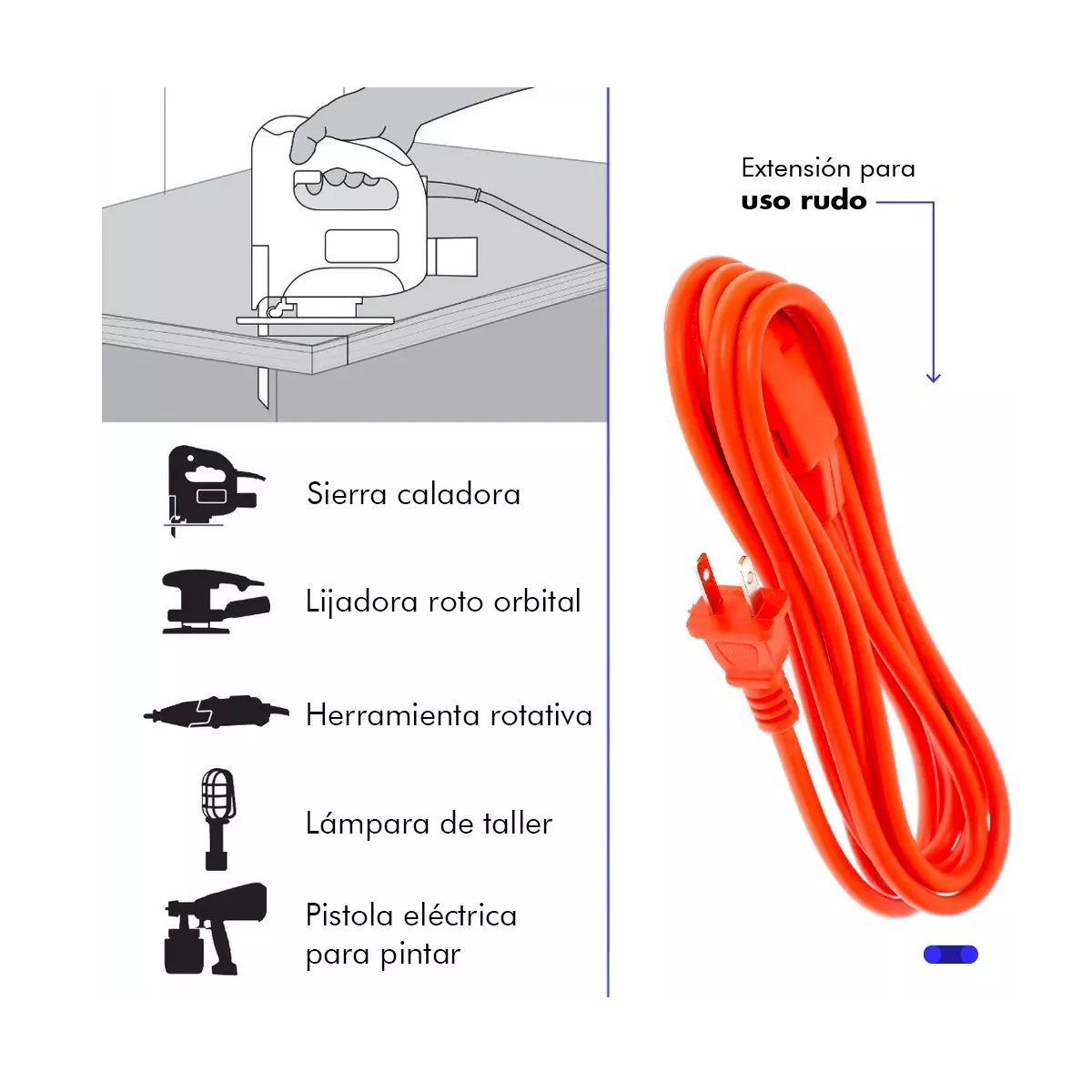 Foto 4 pulgar | Extensión Eléctrica Uso Rudo Multicontacto 20 Metros Eo Safe Imports Esi-11015 Anaranjada