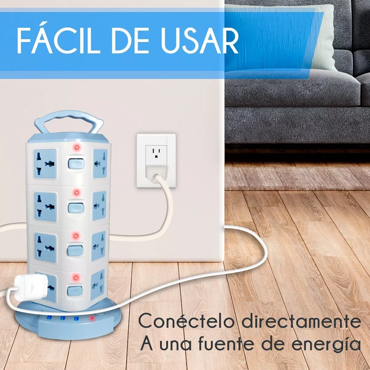 Foto 6 pulgar | Torre Multicontacto Vertical con 16 Tomas y 3 Entradas Usb Eo Safe Imports Esi-11018 Blanco