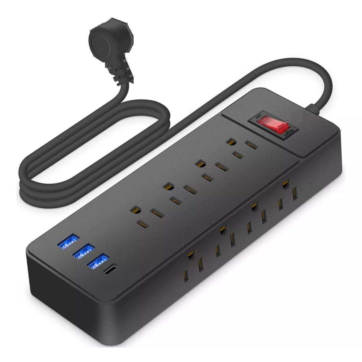 Regulador Cargador Multicontactos Con 12 Tomas 3 Usb 1 Tipoc Eo Safe Imports Esi-11733 Negro $609