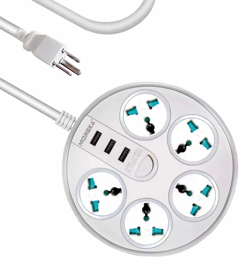 Multicontacto Circular Multiusos 3 Puertos Usb + 5 Contactos