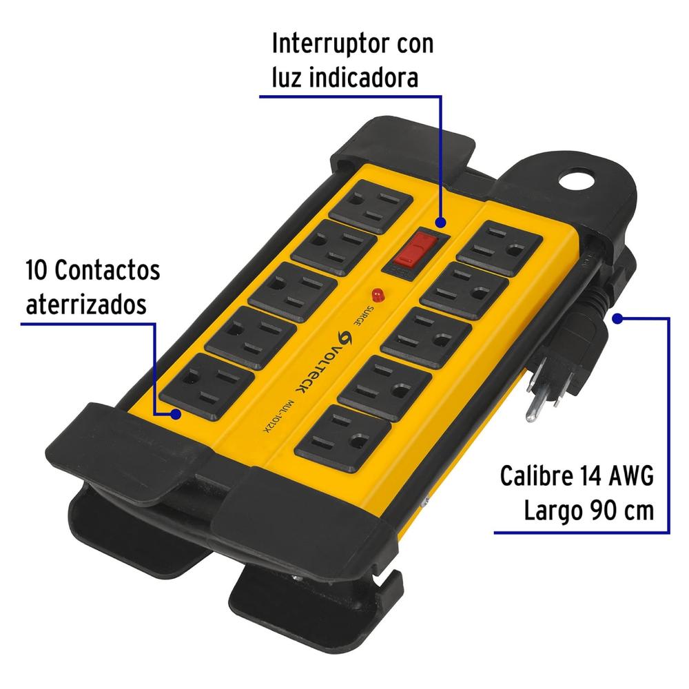 Foto 3 pulgar | Multicontacto 14 Awg Industrial Supresor Picos 10 Entradas