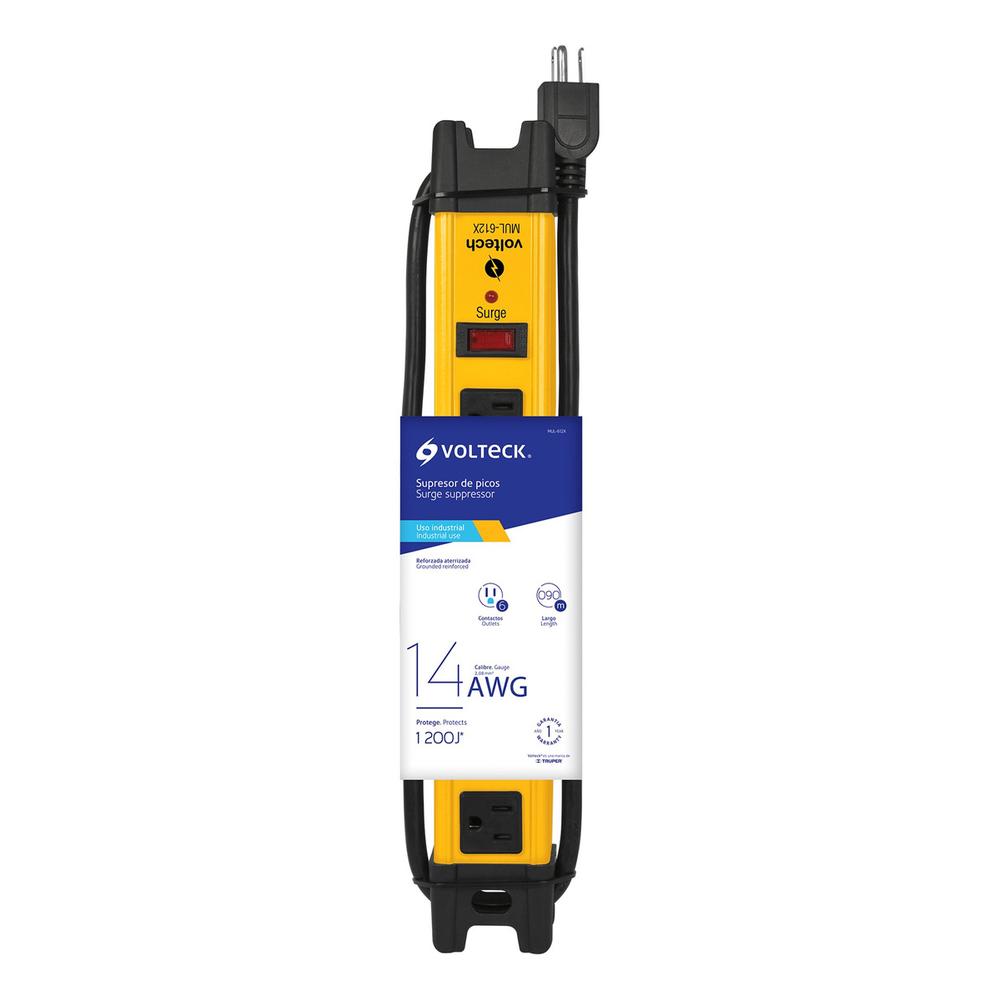 Foto 4 pulgar | Multicontacto 14 Awg Industrial Supresor De Picos 6 Entradas