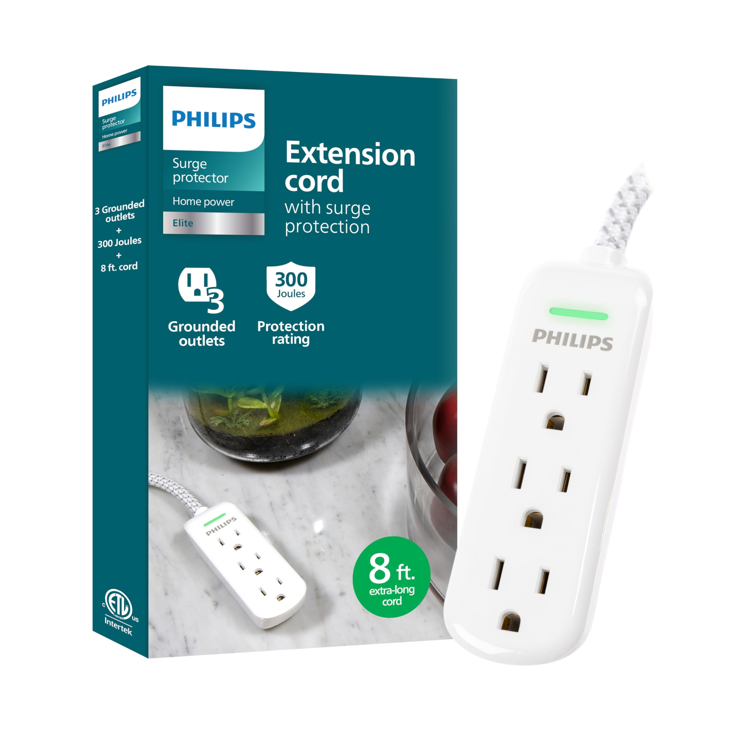 Cable de Extensión Philips 3 Salidas 2,4 m con Protección Blanco - Venta Internacional