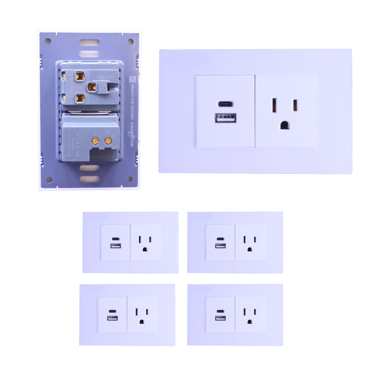 4 Contactos Eléctricos Con Puerto Usb Y Tipo C