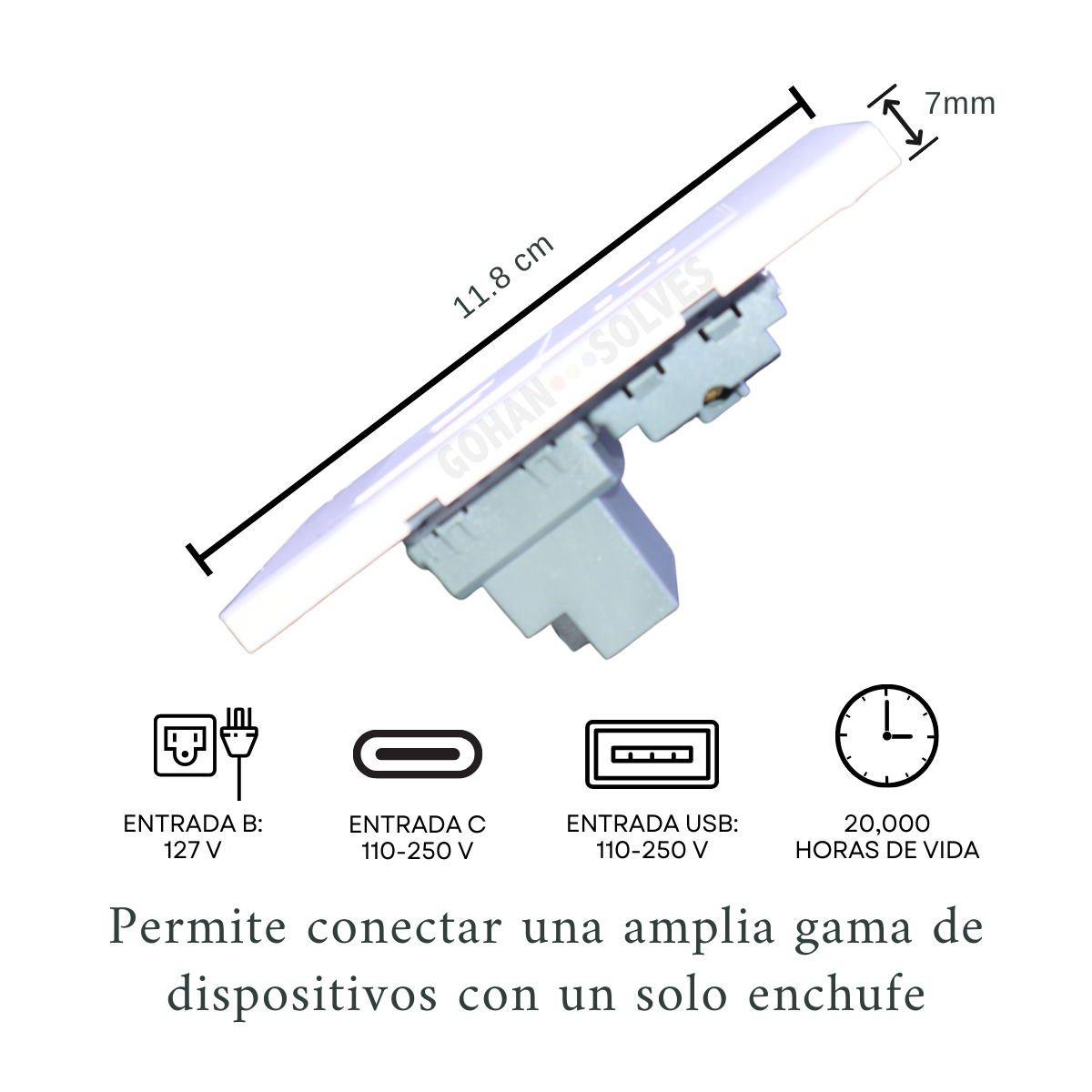 Foto 5 pulgar | 4 Contactos Eléctricos Con Puerto Usb Y Tipo C