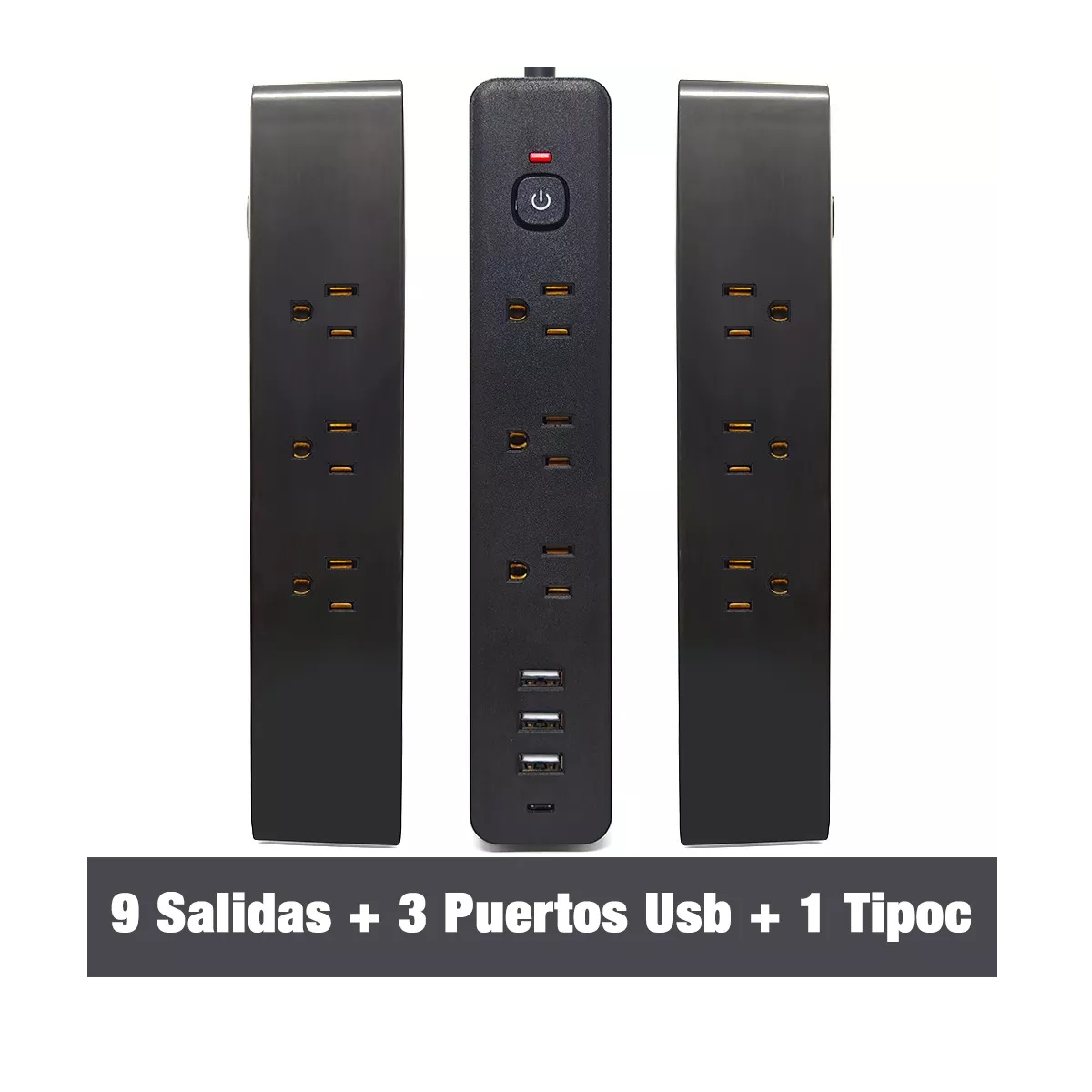 Foto 3 pulgar | Multicontacto Con 9 Salidas Y 3 Puertos Usb + 1 Tipoc Eo Safe Imports Esi-14287 Negro