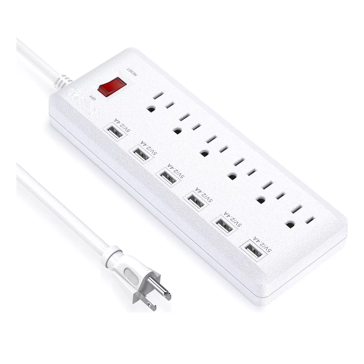 Regleta Eléctrica Sarmert 6+6 Con Puertos Usb Eo Safe Imports  Esi-14288 Blanco