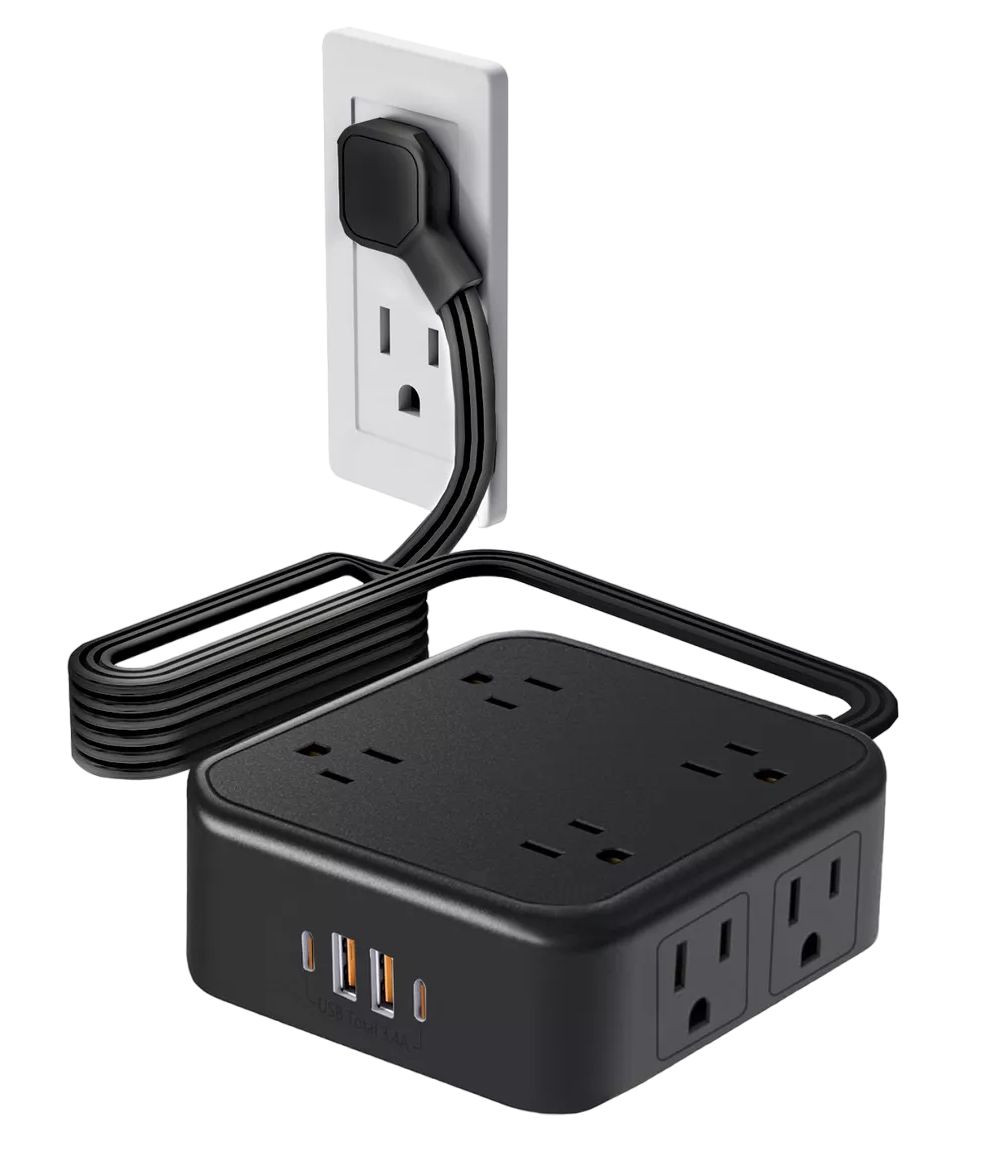 Multicontacto con 8 Salidas 3usb 1 Type-c Negro