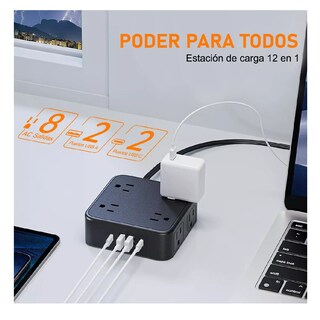 Foto 2 | Placa Alimentación Multicontacto con 8 Salidas 3 USB 1 Type-C