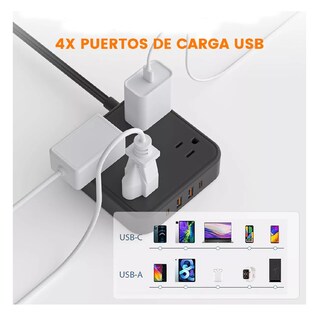 Foto 4 | Placa Alimentación Multicontacto con 8 Salidas 3 USB 1 Type-C