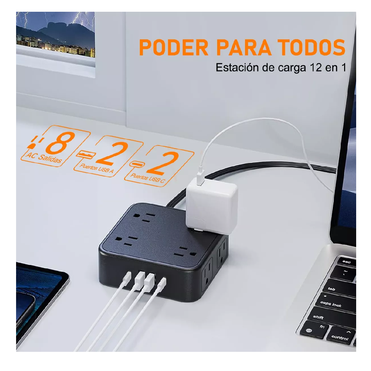 Foto 3 pulgar | Placa Alimentación Multicontacto Con 8 Salidas 3usb 1 Type-c