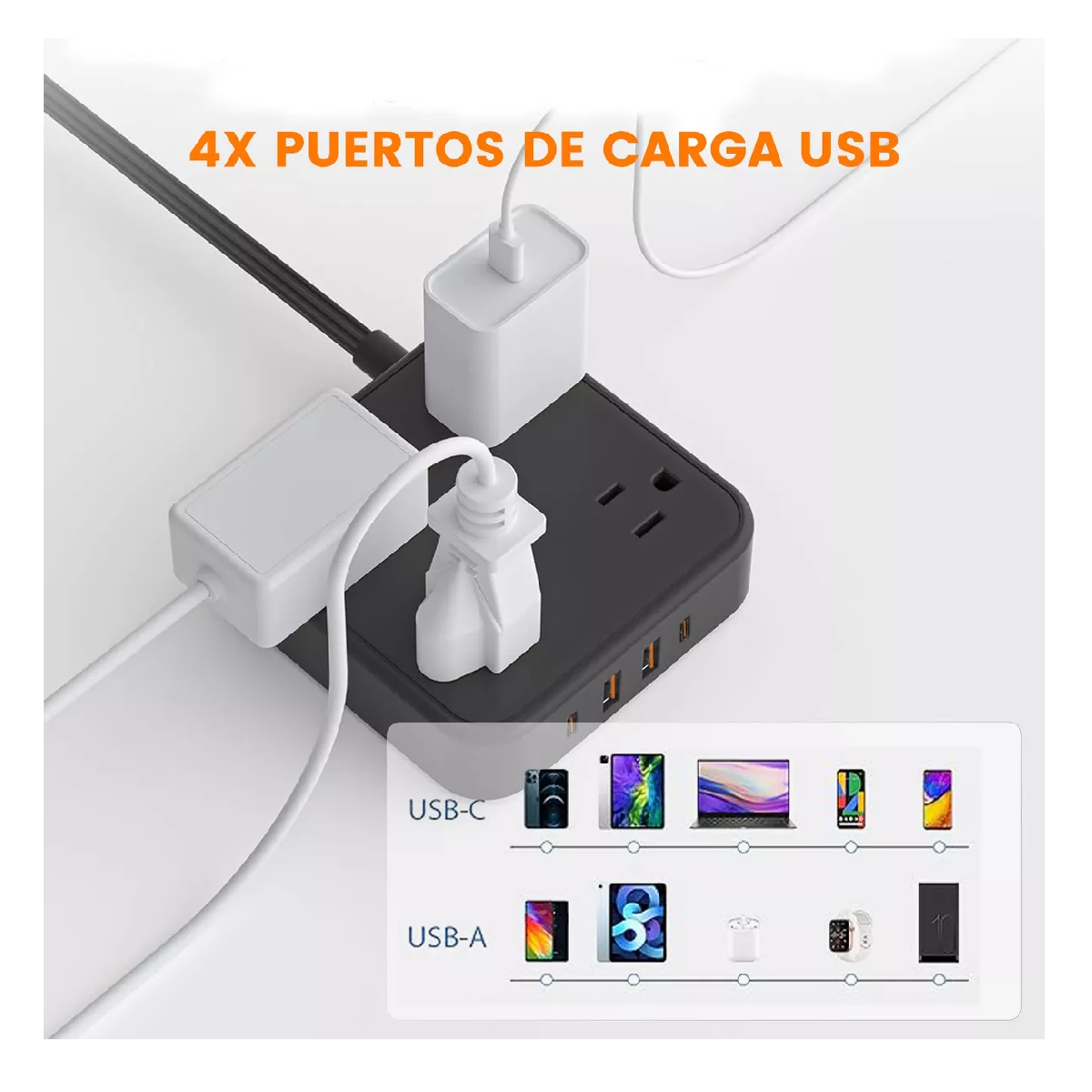 Foto 5 pulgar | Placa Alimentación Multicontacto Con 8 Salidas 3usb 1 Type-c